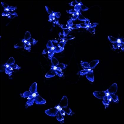 Solar Colorful Butterfly String 20 LED Fairy Lights Party Tree Decor