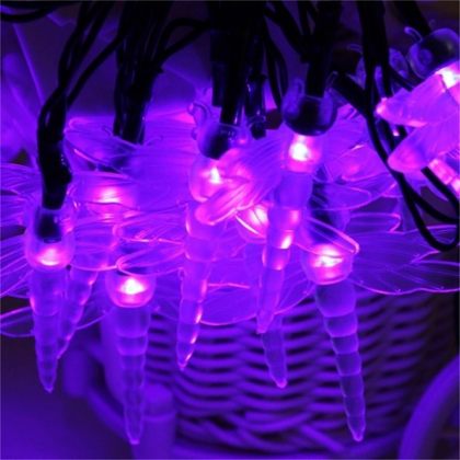 Solar Colorful Dragonfly Fairy Lights 20 LED Party Outdoor Decoration