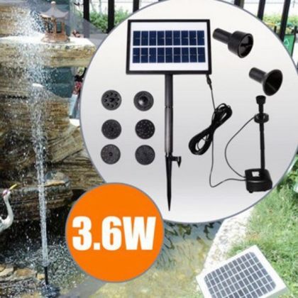 Solar Fountain with 9V Brushless Water Pump Built-In Battery and LED Light for Garden Landscape Home