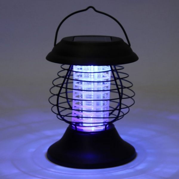 Solar Powered Bug Zapper Light Ceramic Outdoor Mosquito Killer Lamp 