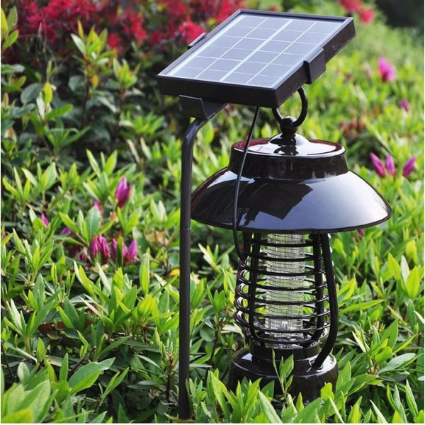 Insect Mosquito Killer Lights Solar Powered LED Pest Bug Zapper Lamp Garden LK 