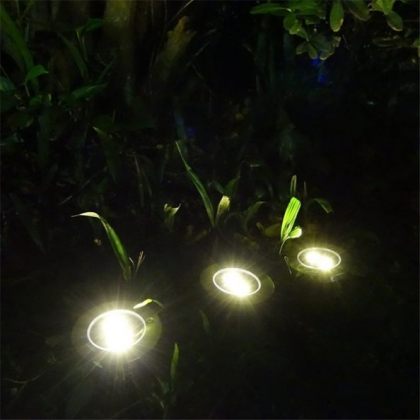Set of Outdoor 3 LED Solar Path Lights for deck, garden lawn, landscape