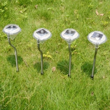 Outdoor Diamond LED Solar Path Lights for Garden Lawn Pathway Set of 4