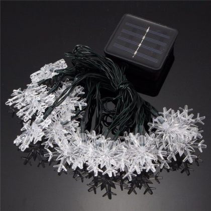 Snowflakes 20 LED Solar Christmas Lights Tree Decoration Fairy String