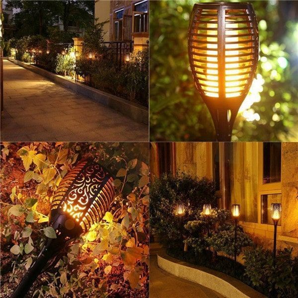 Long time Lighting Auto On/Off Flickering Flame Solar Powered Outdoor Lights YAKii Solar Torch Lights Waterproof Landscape Decoration for Yard Patio Garden Yard Patio Garden Porch Path 