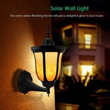 Stylish Outdoor 96 LED Solar Flame Lamp - Wall Flickering Effect Light