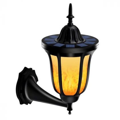 Stylish Outdoor 96 LED Solar Flame Lamp - Wall Flickering Effect Light