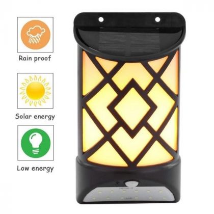 Universal 2-in-1 5W Wall Security Solar Flame Light with Motion Sensor