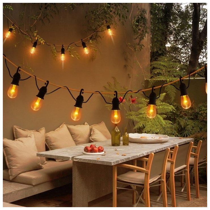 Bright Solar String Light Edison Festive 12 Outdoor Decoration Bulbs