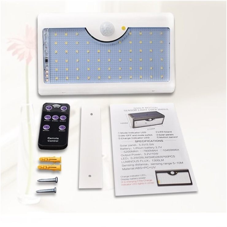 Motion Sensor Led Remote Control Bright 60 LED Security Solar Motion Sensor Wall Light Remote Control