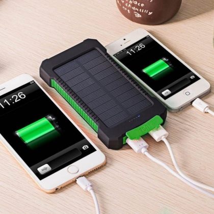 Dual USB Solar Power Bank 10000mAh Universal Battery Charger Torch