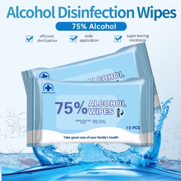 Outdoor 50 Sheets Wet Wipes Kitchen Portable 75% Alcohol Disposable Hand Wet Wipes All Purpose Wet Wipes for Home Hand Skin Cleaning Care Disposable Alcohol Wipes 