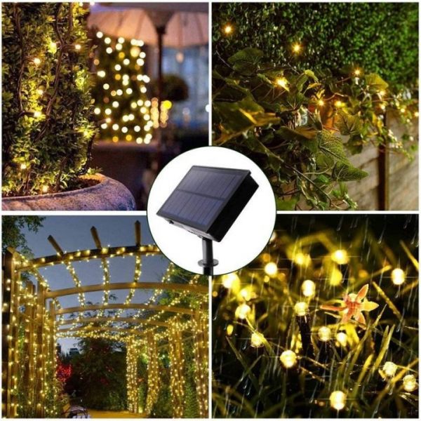Solar Powered Rope LED String Fairy Lights Strip Waterproof Outdoor Xmas Decor 
