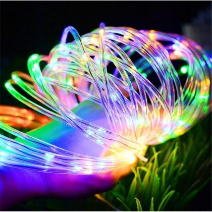 Bright Solar Fairy Lights Outdoor LED Tube String With Remote Control