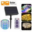 Bright Solar Fairy Lights Outdoor LED Tube String With Remote Control