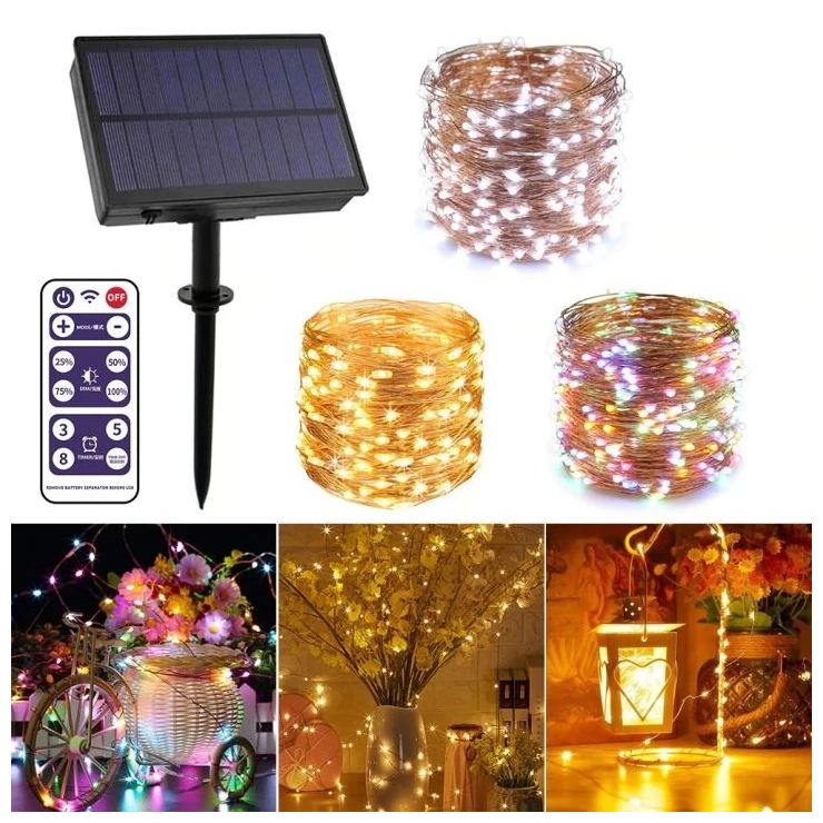 Copper Wire Solar Fairy Lights LED String Bright Christmas Decoration