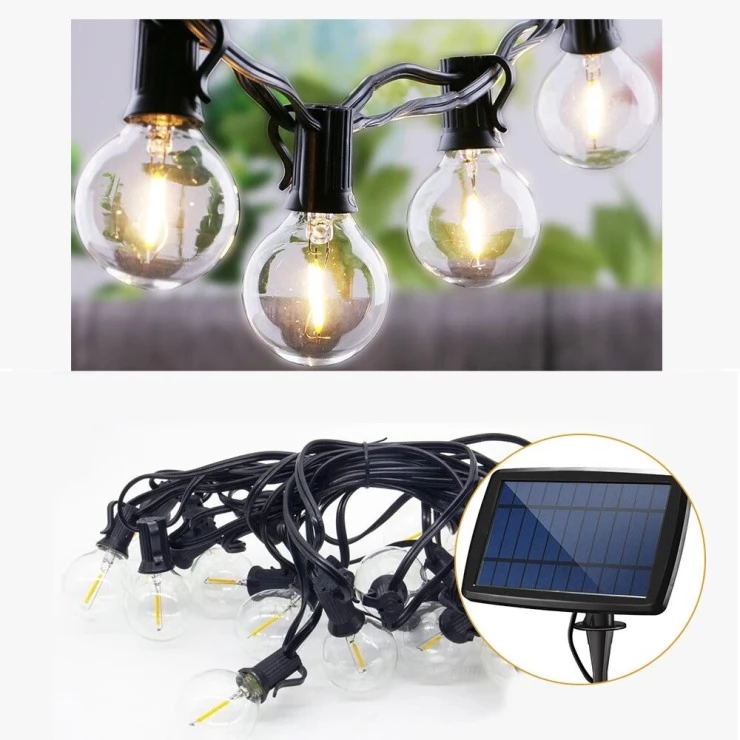 Solar Light Garden Decoration Outdoor String Lights Festoon led Light G40  Bulb LED Garland USB Recharge