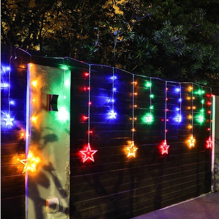 Solar Christmas String Lights LED Stars Outdoor Garland Decoration
