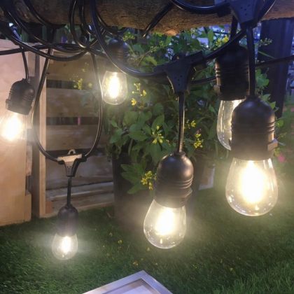 Outdoor or Indoor Patio String Lights Set Of 10 Glass Edison Style Bulb Garden 