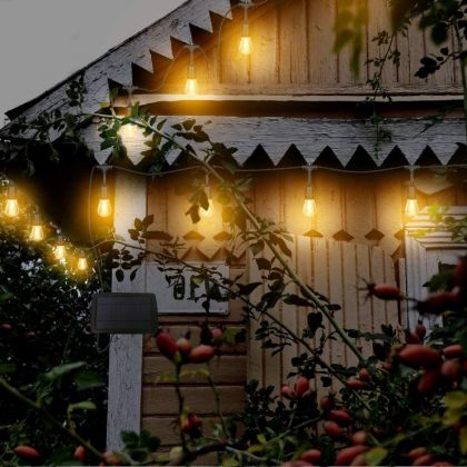 Vintage Outdoor Solar Fairy String Lights LED Glass Bulbs Decoration