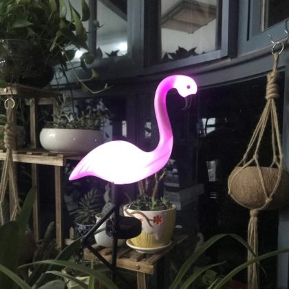 Pink Flamingo Solar Garden Light Ground Stake LED Lawn Decoration 2pcs