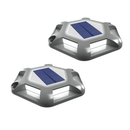 Shock-Resistant 6 LED Solar Path Stud Light Road Driveway Aluminium