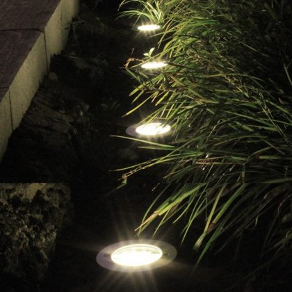 Outdoor 8 LED Solar Deck Light Underground Buried Step Path Light