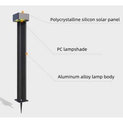 Solar Bollard Light 3W LED Heavy Duty Aluminium Pillar Garden Lamp Set