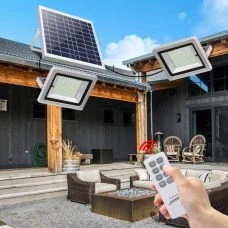 Universal Security LED Solar Floodlight Twin Light With Motion Sensor