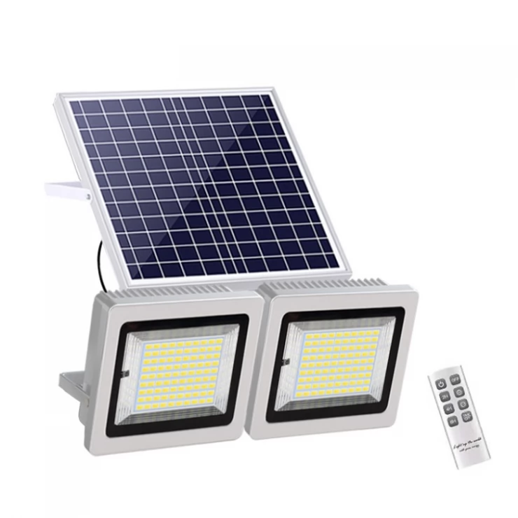 Super Bright SMD LED Solar Flood Light w Panel and Remote - 2