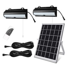 Double Head LED Solar Garden Shed Light PIR Sensor Pull Cord