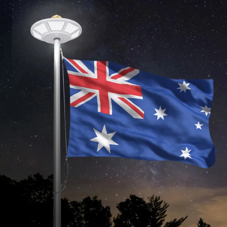 Bright Solar Flagpole Light Top-Mount Wide Area LED Down Flag Lighting