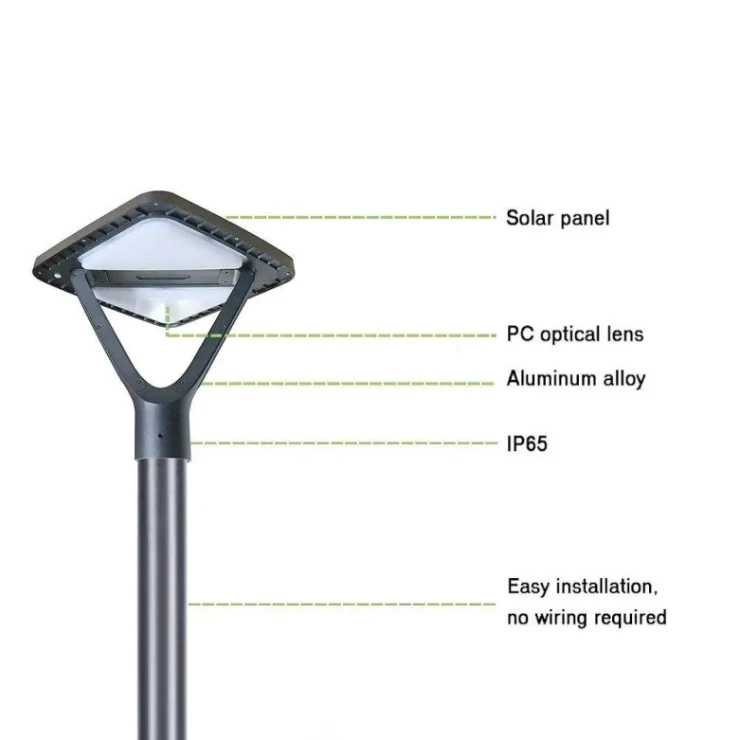 Bright 360 Solar Garden Landscape Light All-In-One 20W LED Pole Lamp