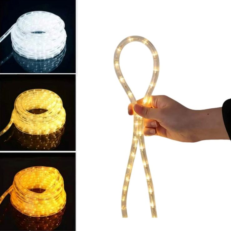 Heavy-Duty Bright Solar LED Rope Lights Holiday Decoration String Tube