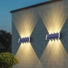 Up Down Solar Wall Light Dual Direction Outdoor Wall Washer LED Lamp