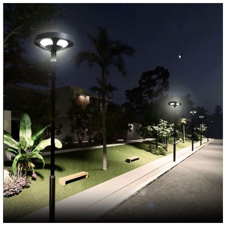 Integrated 30W Solar Street Light Bright UFO Outdoor Parking Pole Lamp