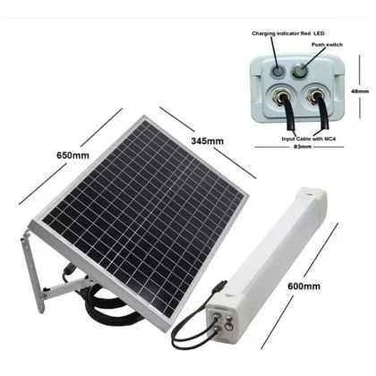 Tri-Proof 30W LED Solar Batten Light Universal 8 Modes Motion Sensor