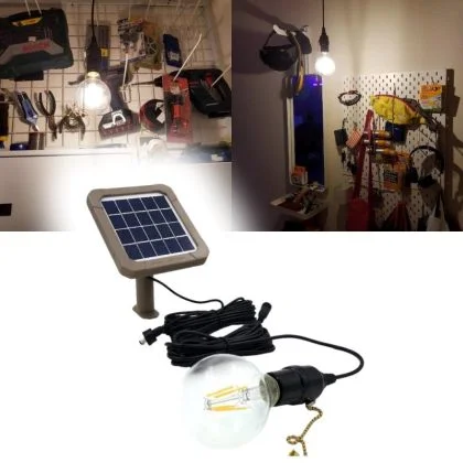 Vintage Indoor Solar Shed Light Single Bulb Compact Warm White LED Lamp