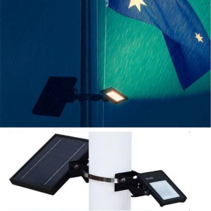 Powerful Solar Flag Pole Light Warm White LED Dusk To Dawn Outdoor Set