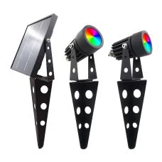 Multicolour Twin Solar LED Spotlights – Outdoor Garden Landscape Light