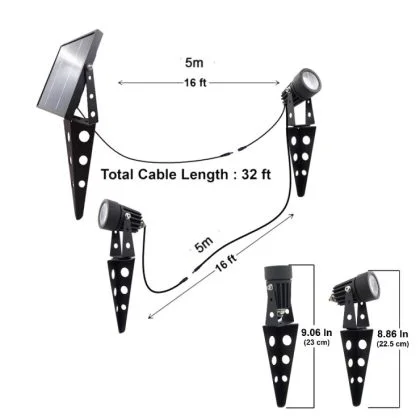 Outdoor Dual Ground Solar Spot Light with Separate Solar Panel IP65
