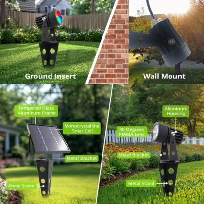 Outdoor Dual Ground Solar Spot Light with Separate Solar Panel IP65
