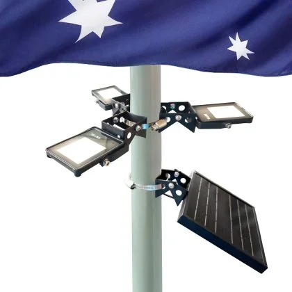 Bright Triple Solar Flag Pole Light | Wide Coverage LED Spotlight