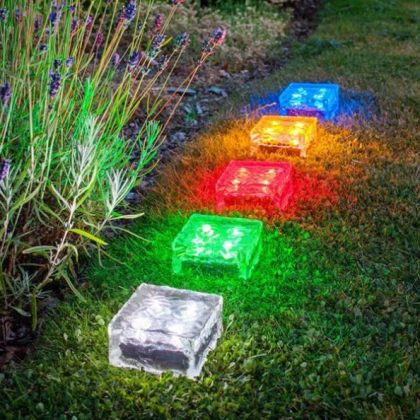Color-Changing Solar Ice Block LED Light Outdoor Pathway Decoration